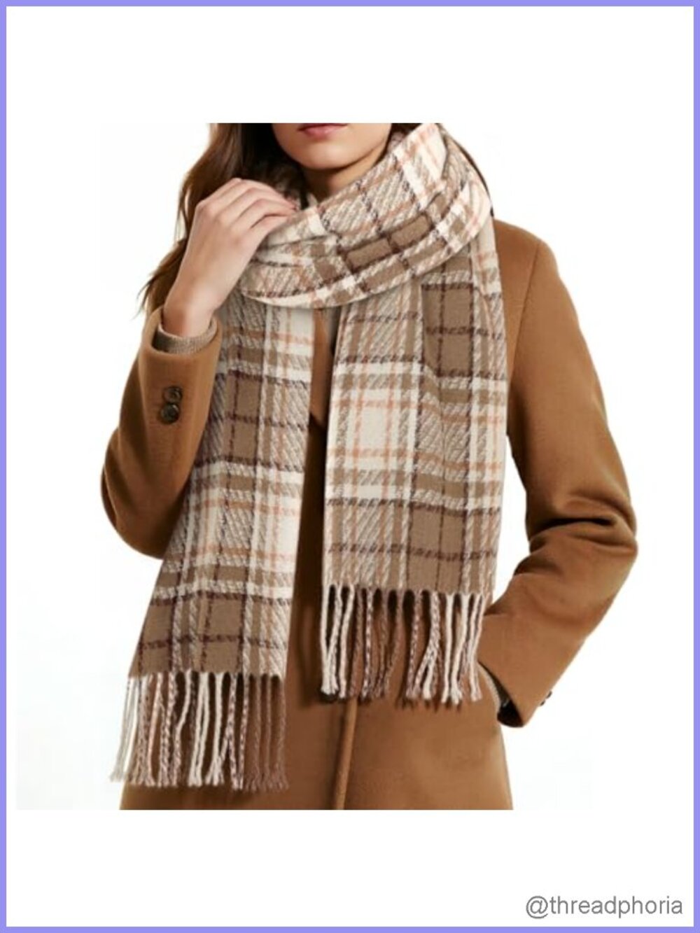 Women Winter Plaid Blanket Scarf Shawl Wrap Cashmere Blend Oversized Tassels